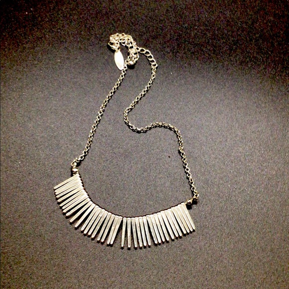 Bundle, 2 silver tone necklaces by New York. 1 spike sunburst and 1 multi strand - Picture 3 of 8